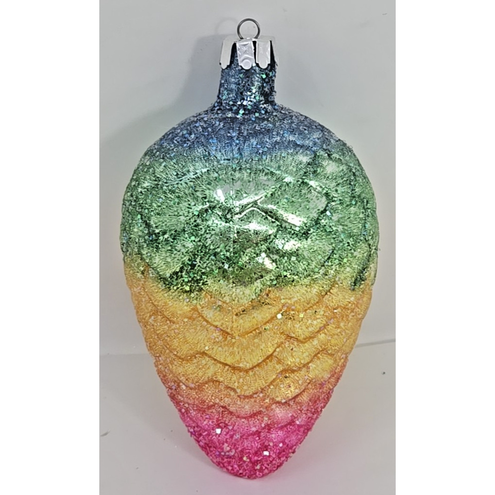 Christopher Radko Rainbow Pinecone Christmas Ornament 5" Fantasy Cone U33AW